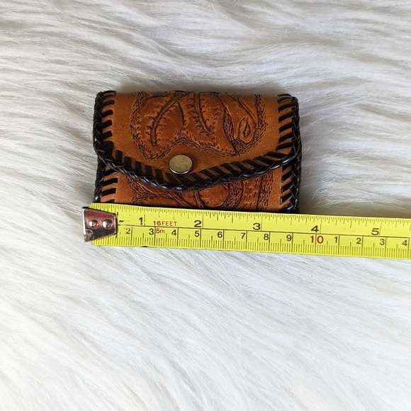 Hand Tooled Vintage Leather Western Key Clip Holder Rose And Whip Stitched - Picture 4 of 6